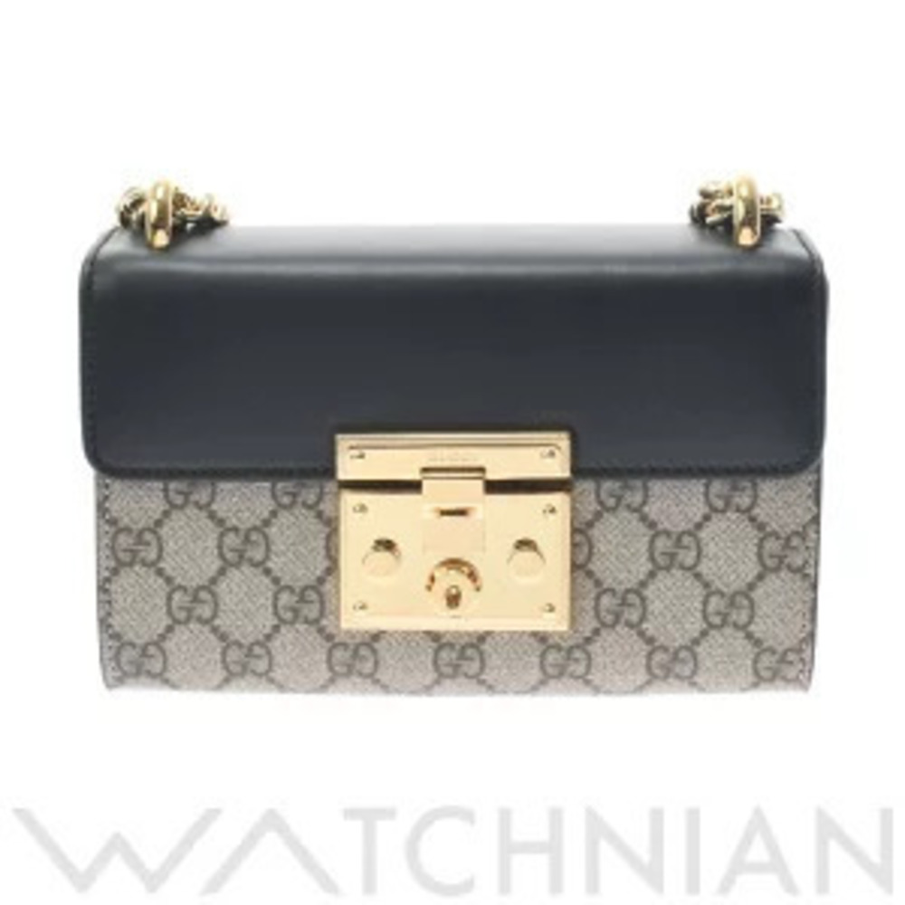 Gucci Leather Canvas Beige Bag Shoulder Padlock Supreme Black GG - Picture 2 of 9